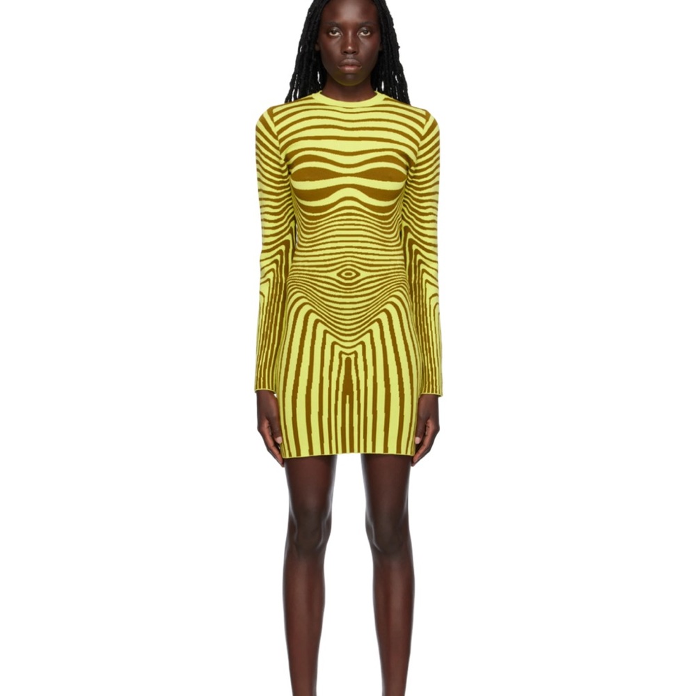 jean paul gaultier yellow 'the body morphing' minidress